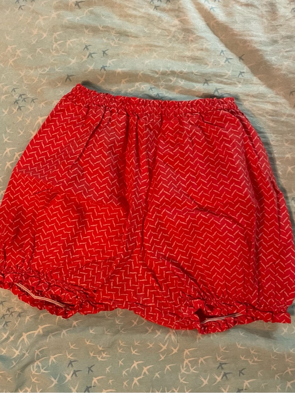 Girls' Red Printed Elastic Waist Shorts